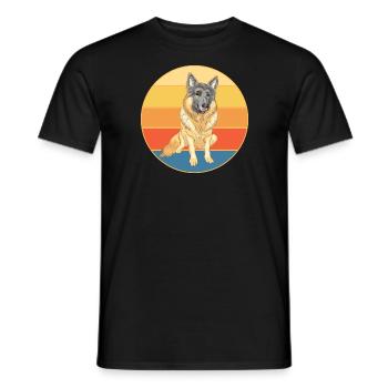 German Shepherd Dog Breed Vintage Retro Sunset - Men's T-Shirt - black - Front - AI Model Male 178 light (178cm)