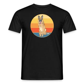 German Shepherd Dog Breed Vintage Retro Sunset - Men's T-Shirt - black - Front - AI Model Male 178 light (178cm)