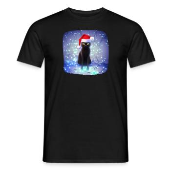 Cat wrapped in Christmas lights - Men's T-Shirt - black - Front - AI Model Male 178 light (178cm)