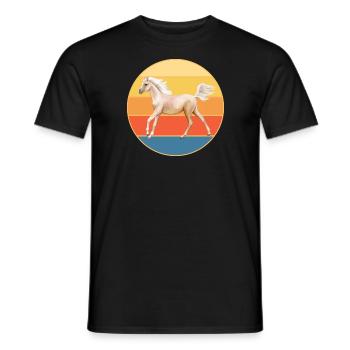 Tier Pferd Vintage Retro Sonnenuntergang - Männer T-Shirt - Schwarz - Vorne - AI Model Male 178 light (178cm)