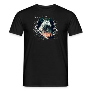 White angry roaring tiger in the jungle - Men's T-Shirt - black - Front - AI Model Male 178 light (178cm)