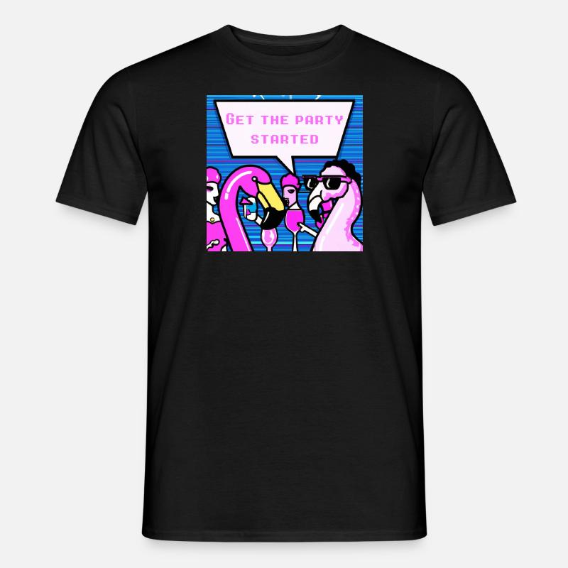 Flamingos machen Party - Männer T-Shirt - Schwarz