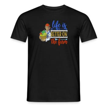 Life Is Better On The Farm Retro Farmer Designs - Men's T-Shirt - black - Front - AI Model Male 178 light (178cm)