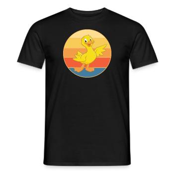 Niedliche Ente Vintage Retro Sonnenuntergang Tierliebhaber Design - Männer T-Shirt - Schwarz - Vorne - AI Model Male 178 light (178cm)