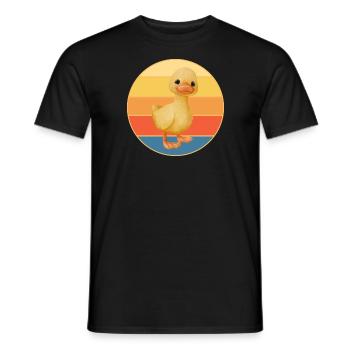 Cute Duck Vintage Retro Sunset Animal Lover Design - Men's T-Shirt - black - Front - AI Model Male 178 light (178cm)