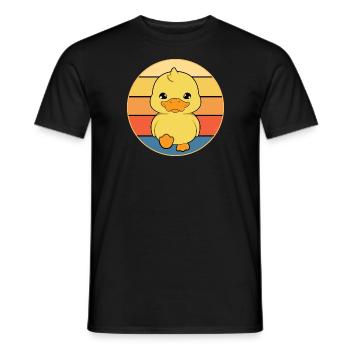 Cute Duck Vintage Retro Sunset Animal Lover Design - Men's T-Shirt - black - Front - AI Model Male 178 light (178cm)