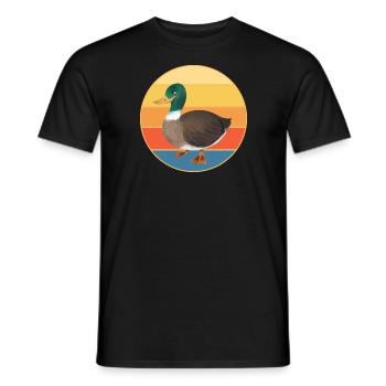 Niedliche Ente Vintage Retro Sonnenuntergang Tierliebhaber Design - Männer T-Shirt - Schwarz - Vorne - AI Model Male 178 light (178cm)