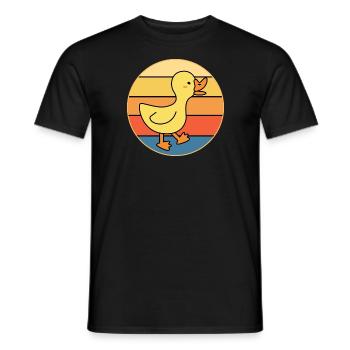 Niedliche Ente Vintage Retro Sonnenuntergang Tierliebhaber Design - Männer T-Shirt - Schwarz - Vorne - AI Model Male 178 light (178cm)