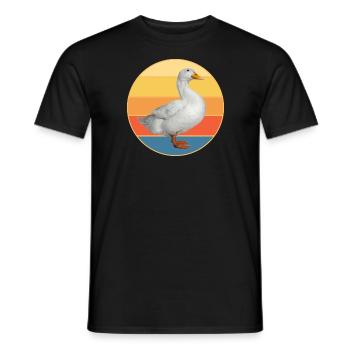 Cute Duck Vintage Retro Sunset Animal Lover Design - Men's T-Shirt - black - Front - AI Model Male 178 light (178cm)