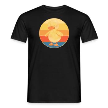 Cute Duck Vintage Retro Sunset Animal Lover Design - Men's T-Shirt - black - Front - AI Model Male 178 light (178cm)