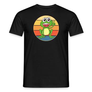 Süßer Frosch Vintage Retro Sonnenuntergang Tierliebhaber - Männer T-Shirt - Schwarz - Vorne - AI Model Male 178 light (178cm)