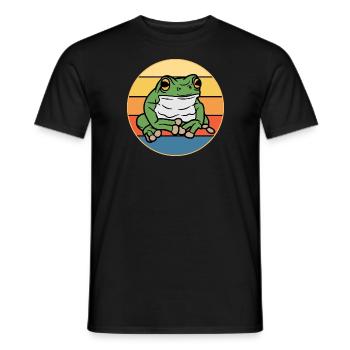 Süßer Frosch Vintage Retro Sonnenuntergang Tierliebhaber - Männer T-Shirt - Schwarz - Vorne - AI Model Male 178 light (178cm)