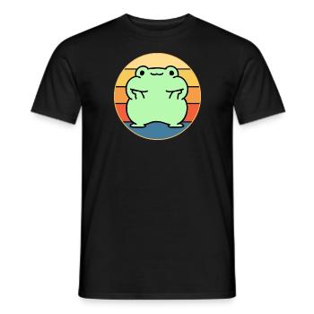 Süßer Frosch Vintage Retro Sonnenuntergang Tierliebhaber - Männer T-Shirt - Schwarz - Vorne - AI Model Male 178 light (178cm)