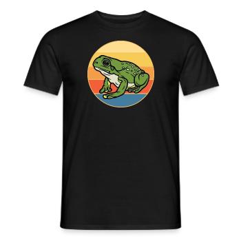 Niedlicher Frosch Vintage Retro Sonnenuntergang Tierliebhaber - Männer T-Shirt - Schwarz - Vorne - AI Model Male 178 light (178cm)