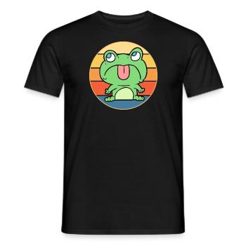 Niedlicher Frosch Vintage Retro Sonnenuntergang Tierliebhaber - Männer T-Shirt - Schwarz - Vorne - AI Model Male 178 light (178cm)