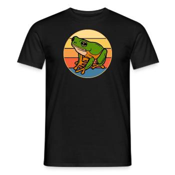Niedlicher Frosch Vintage Retro Sonnenuntergang Tierliebhaber - Männer T-Shirt - Schwarz - Vorne - AI Model Male 178 light (178cm)
