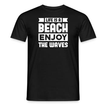 La vie est une plage Profitez des vagues - T-shirt homme - noir - Devant - AI Model Male 178 light (178cm)