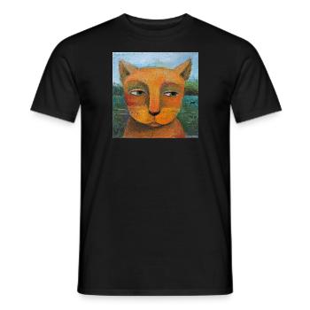 Orangene Katze - Männer T-Shirt - Schwarz - Vorne - AI Model Male 178 light (178cm)