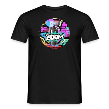 Bombe aérosol Grafitti Boom - T-shirt homme - noir - Devant - AI Model Male 178 light (178cm)