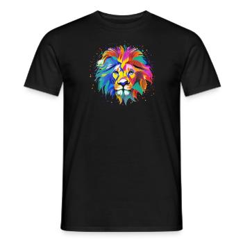 Multicolored quantum mosaic lion - Men's T-Shirt - black - Front - AI Model Male 178 light (178cm)