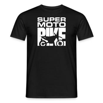 SUPER MOTO vélo blanc - T-shirt homme - noir - Devant - AI Model Male 178 light (178cm)