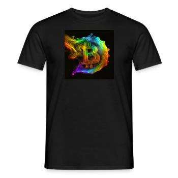 Bitcoin Symbol in farbenfrohem Design HD - Männer T-Shirt - Schwarz - Vorne - AI Model Male 178 light (178cm)