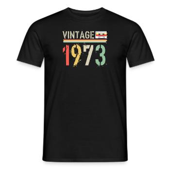 Cassette vintage 1973 - T-shirt homme - noir - Devant - AI Model Male 178 light (178cm)