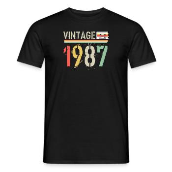 Vintage-Kassette 1987 - Männer T-Shirt - Schwarz - Vorne - AI Model Male 178 light (178cm)