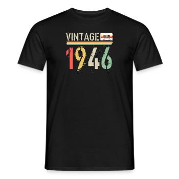 Cassette vintage 1946 - T-shirt homme - noir - Devant - AI Model Male 178 light (178cm)