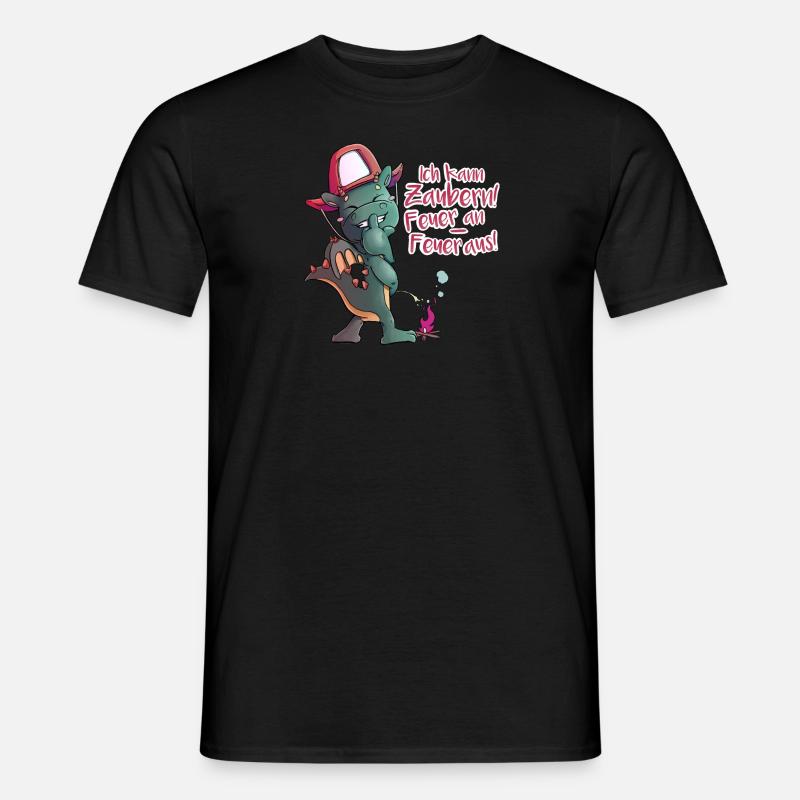 Feuerwehr Drache mit Lustigen Spruch - Männer T-Shirt - Schwarz