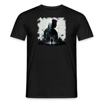 Mysterious character as guardian of the city - Men's T-Shirt - black - Front - AI Model Male 178 light (178cm)