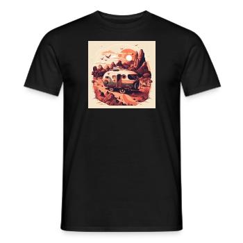 Bus Camping Adventure Outback Australia - Men's T-Shirt - black - Front - AI Model Male 178 light (178cm)