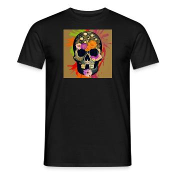 Schädel mit Schmuck aus Blumen - Männer T-Shirt - Schwarz - Vorne - AI Model Male 178 light (178cm)