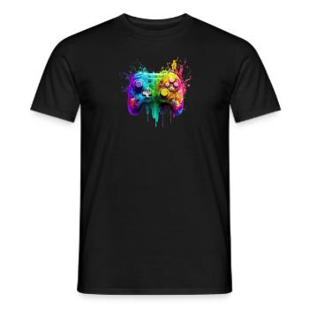 Neon Gaming Controller / Kontroller - Männer T-Shirt - Schwarz - Vorne - AI Model Male 178 light (178cm)