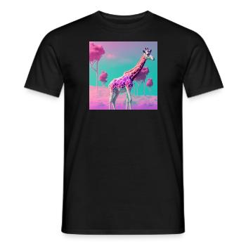 GIRAFFE VAPORWAVE, moderne Kunst, Neon Farben - Männer T-Shirt - Schwarz - Vorne - AI Model Male 178 light (178cm)