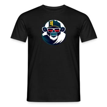 Hyper stylish chimpanzee with glasses and cap - Men's T-Shirt - black - Front - AI Model Male 178 light (178cm)