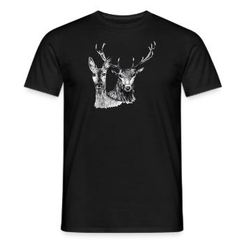 Cerfs et biche - T-shirt homme - noir - Devant - AI Model Male 178 light (178cm)