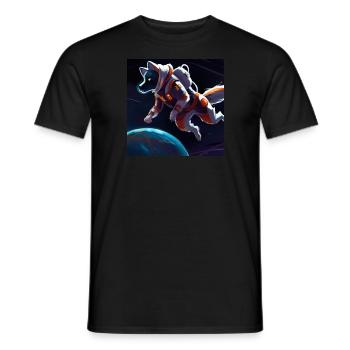 AI Shirt - Wolf Astronaut flying in space - Men's T-Shirt - black - Front - AI Model Male 178 light (178cm)