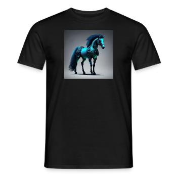 Blaues Cyborg-Pferd - Männer T-Shirt - Schwarz - Vorne - AI Model Male 178 light (178cm)