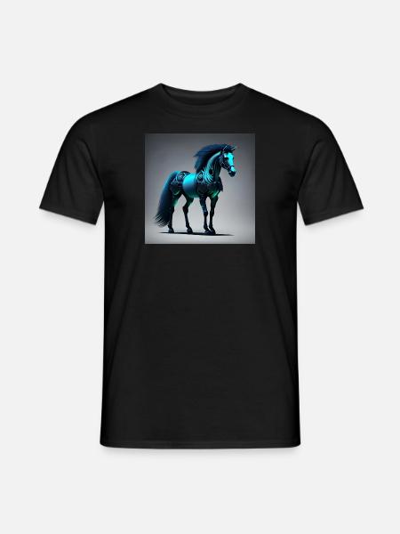 Blue Cyborg Horse - Men's T-Shirt - black