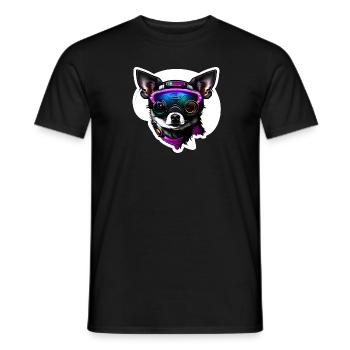 Chihuahua futuriste avec lunettes - T-shirt homme - noir - Devant - AI Model Male 178 light (178cm)