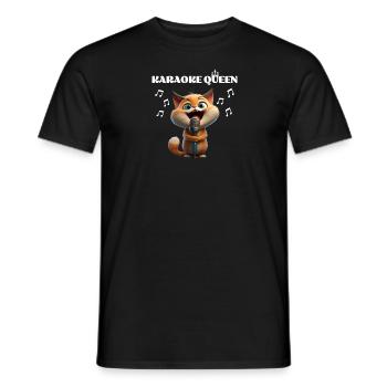 Karaoke Queen Singing Funny Cats Motif - Men's T-Shirt - black - Front - AI Model Male 178 light (178cm)