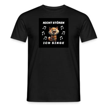 Nicht stören ich Singe Lustiges Katzen Motiv - Männer T-Shirt - Schwarz - Vorne - AI Model Male 178 light (178cm)