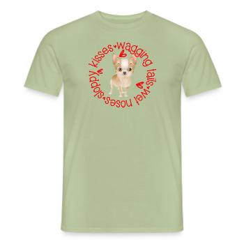Cute Chihuahua, sloppy kisses - Men's T-Shirt - sage - Front - AI Model Male 178 light (178cm)