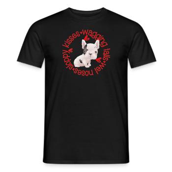 Cute French Bulldog, sloppy kisses - Men's T-Shirt - black - Front - AI Model Male 178 light (178cm)
