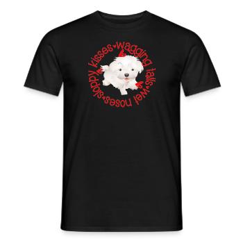 Cute Maltese dog, sloppy kisses - Men's T-Shirt - black - Front - AI Model Male 178 light (178cm)