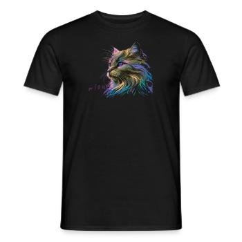 Cat miaw love, cat lovers, miaw, meow - Men's T-Shirt - black - Front - AI Model Male 178 light (178cm)