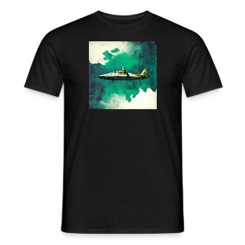 Space submarine fighter jet - Men's T-Shirt - black - Front - AI Model Male 178 light (178cm)