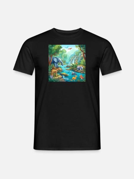 Badeparty der Dschungel-Tiere - Männer T-Shirt - Schwarz