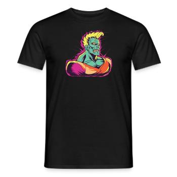 Superheld im Retro-Stil der 90er Jahre - Männer T-Shirt - Schwarz - Vorne - AI Model Male 178 light (178cm)